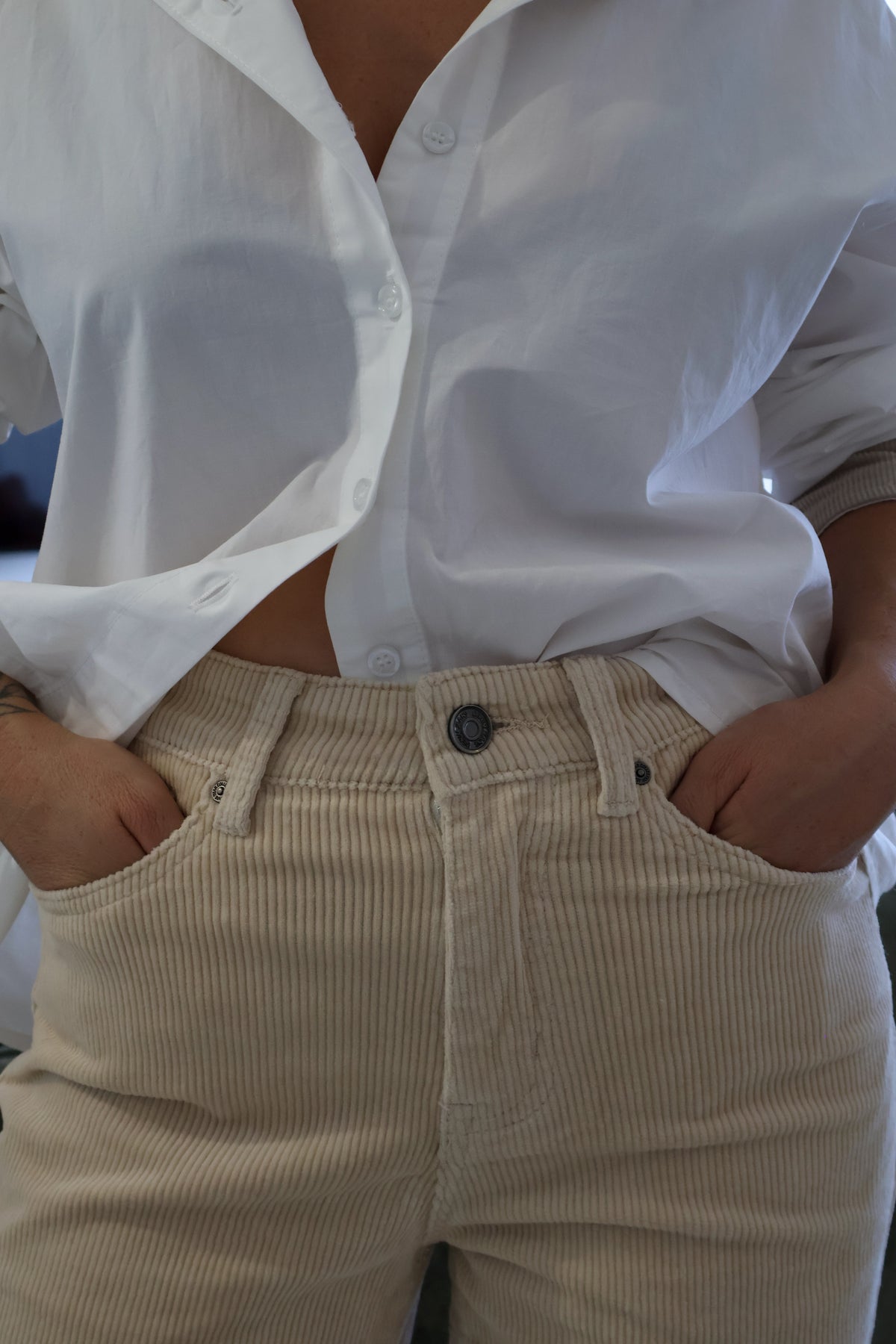 PANTALON EN VELOURS CREME