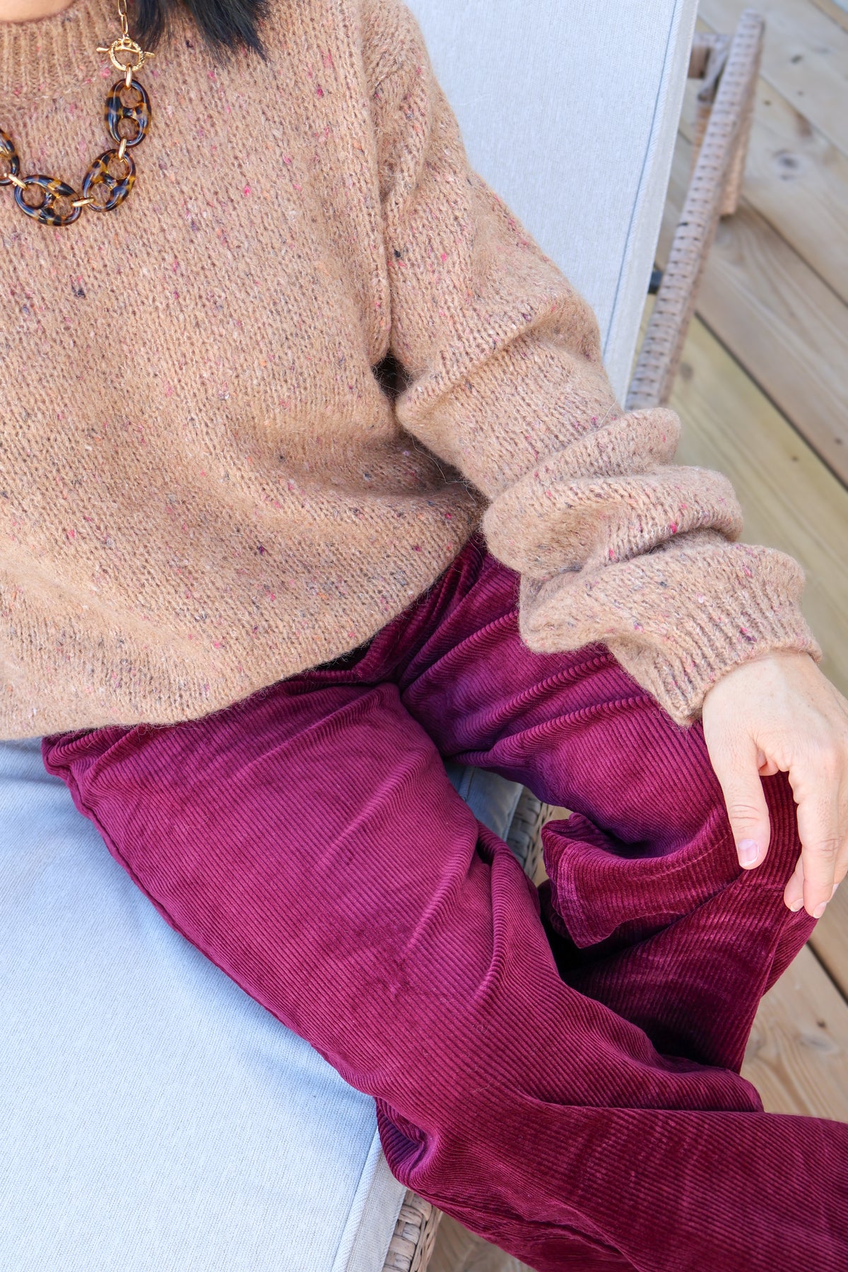 PANTALON VELOURS BORDEAUX