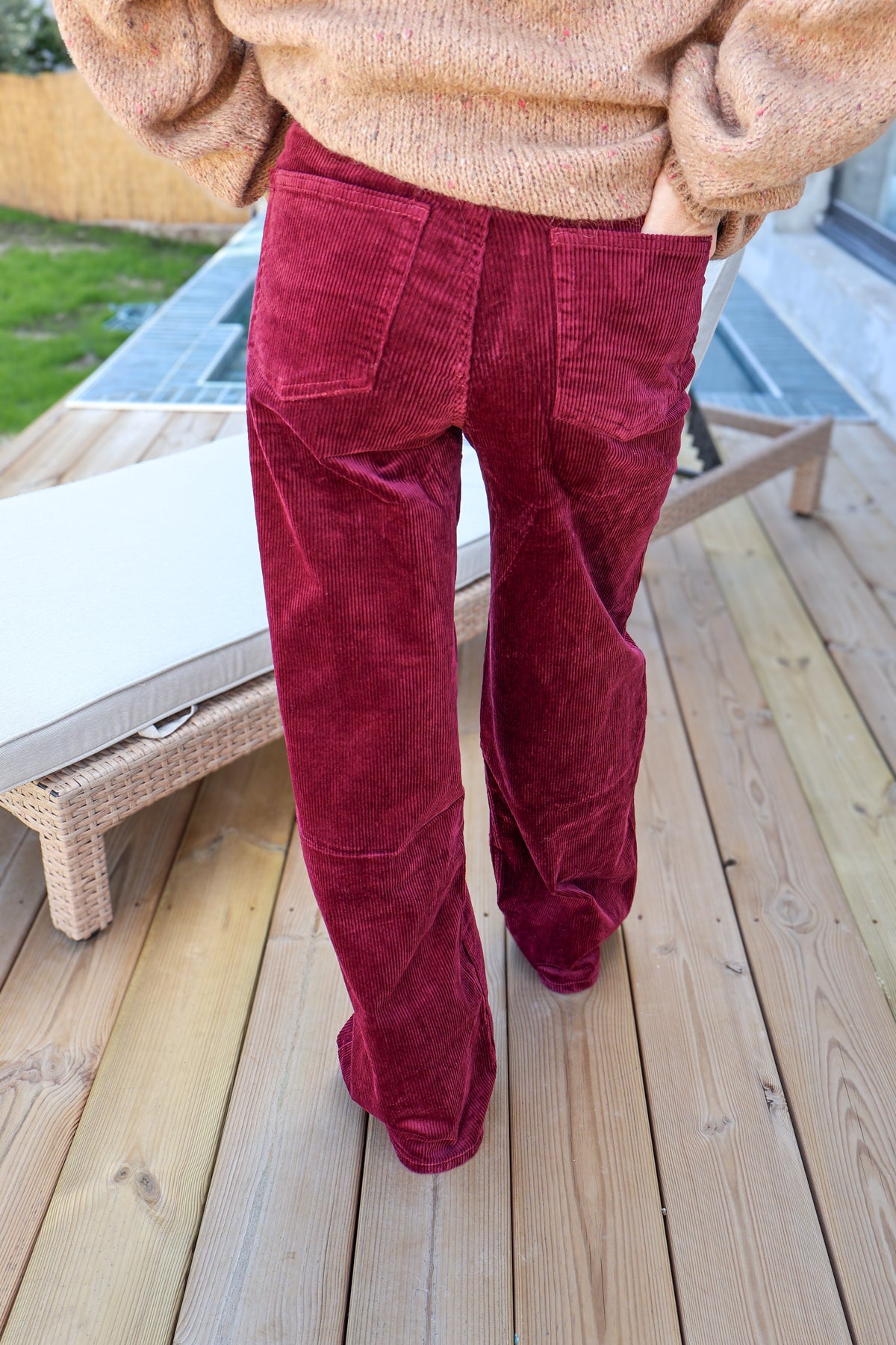 PANTALON VELOURS BORDEAUX