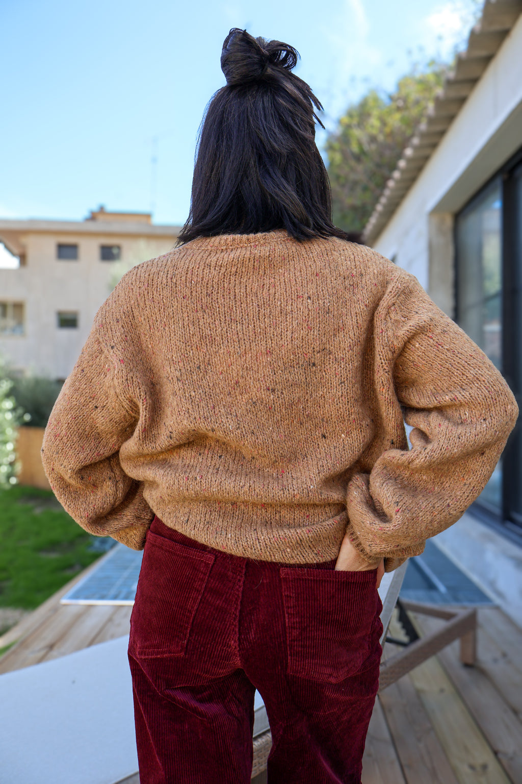 PANTALON VELOURS BORDEAUX
